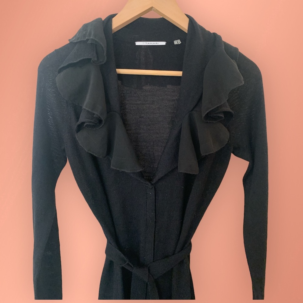 Tahari flutter collar cardigan - Picture 2 of 6